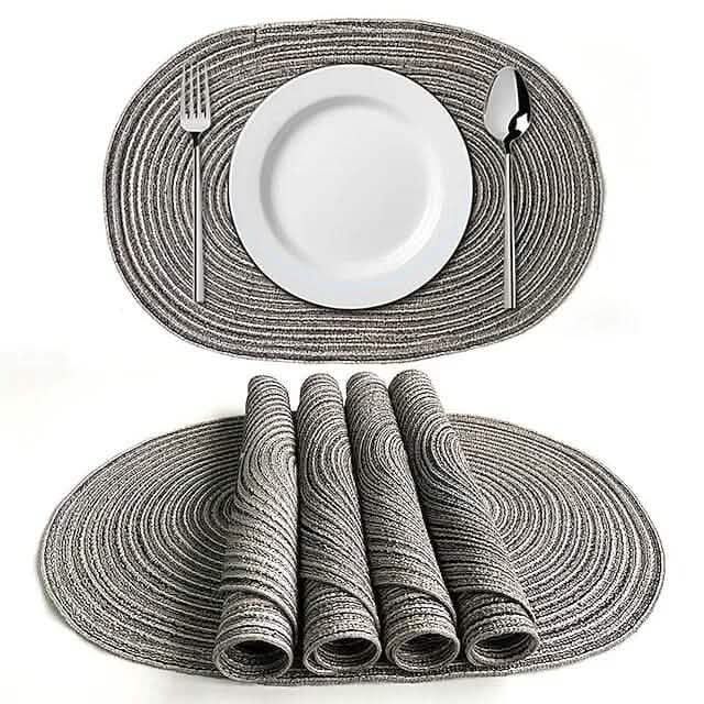 4-Pack: Cotton Oval Dining Mat