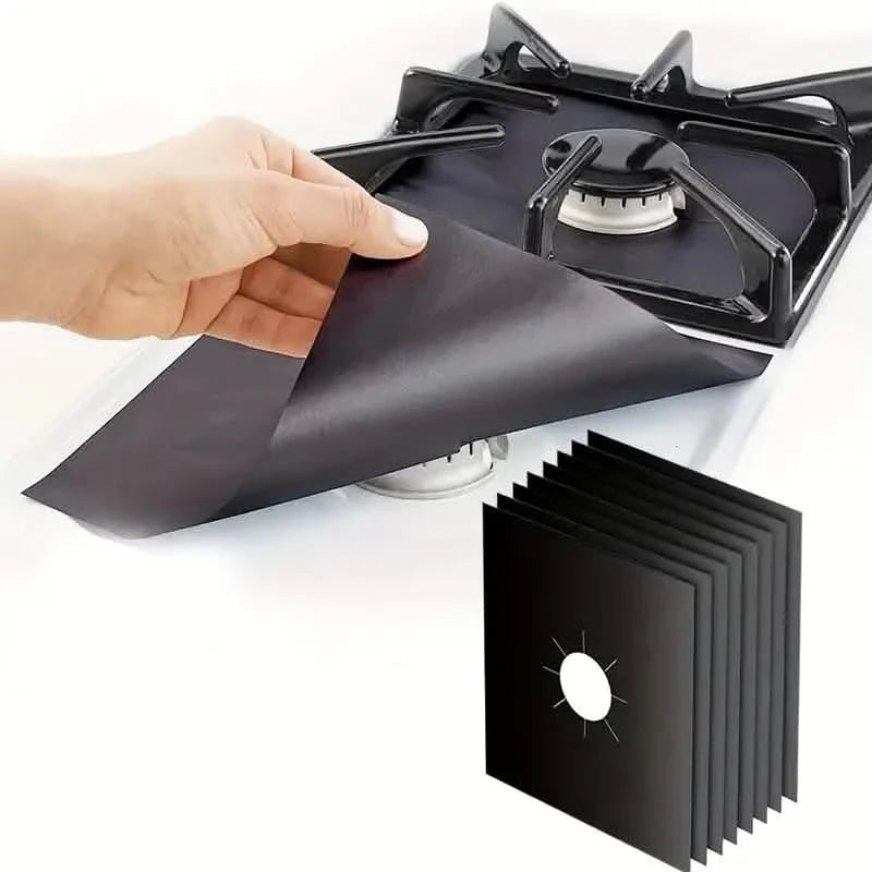 4-Pack: Gas Stove Burner Covers - Reusable Non-Stick PVC Stovetop Protector Liners