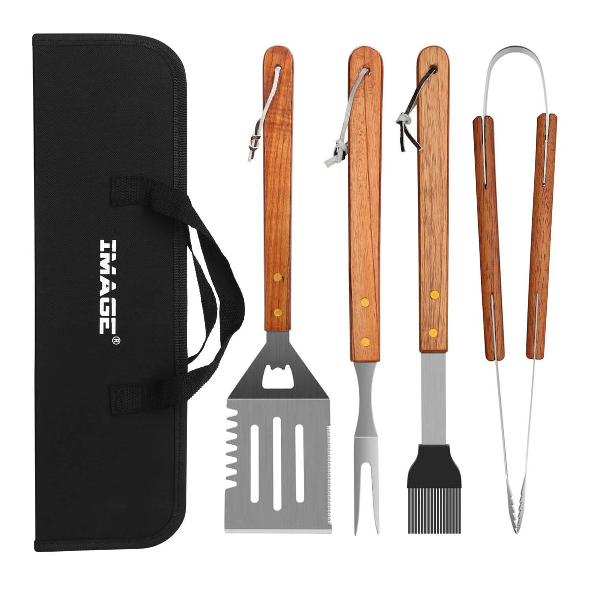 4-Pack: Stainless Steel BBQ Grill Tool Set
