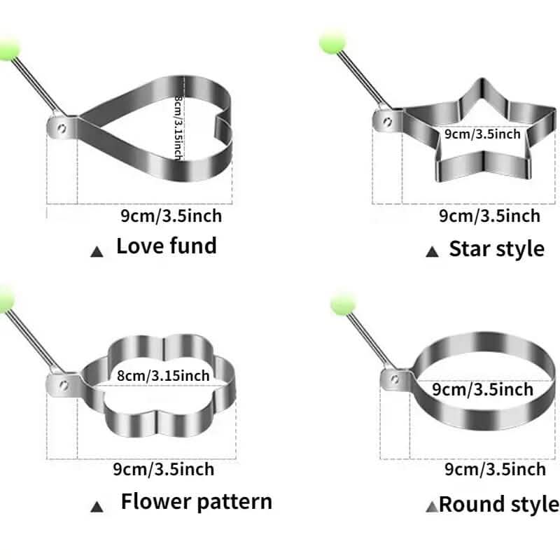 4-Piece Set: Stainless Steel Creative Egg Ring Molds