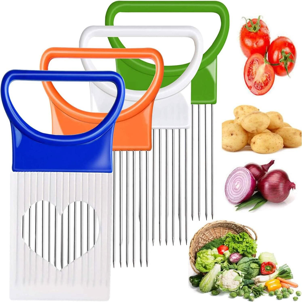 4-Pieces: All-In-One Onion Holder Slicer Set