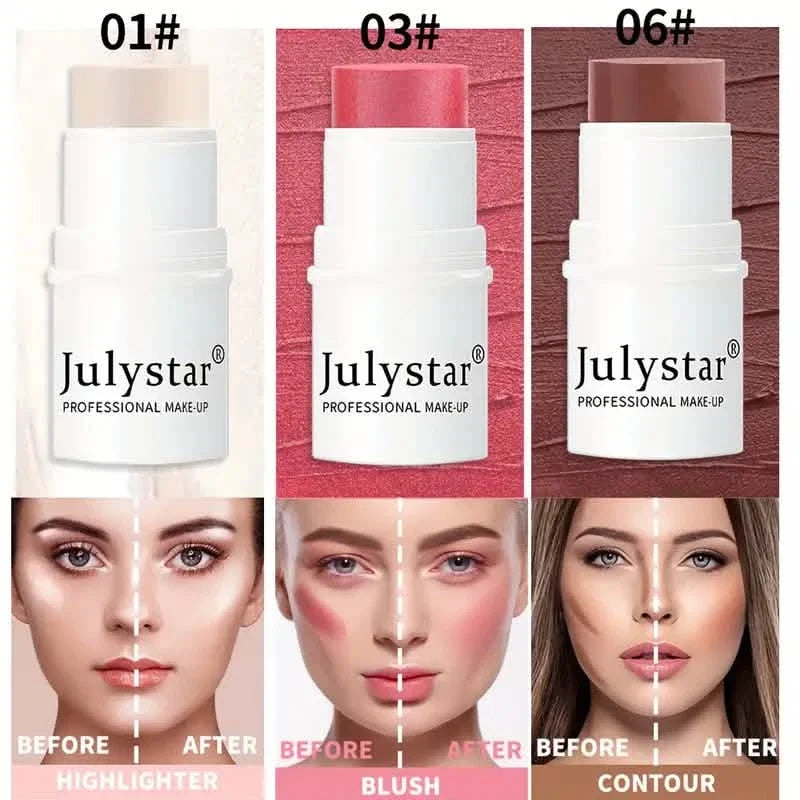 4-Pieces: Ultimate Cream Contour Kit - Seamless Blending Sticks with Highlighter, Blush & Bronzer