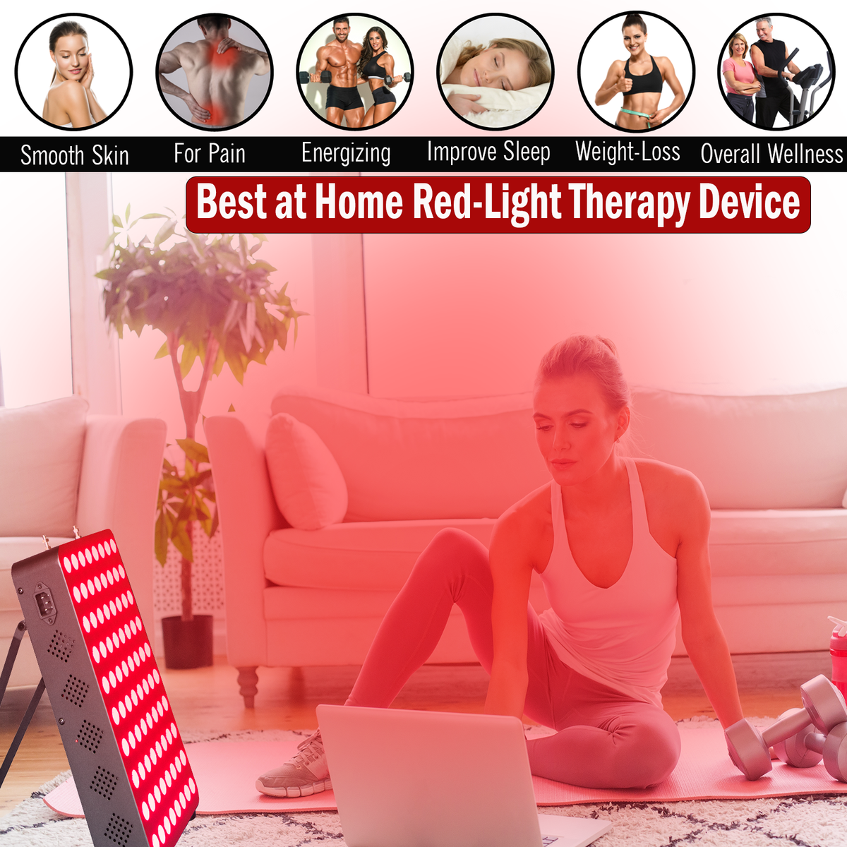 EXESAS 80 LED, 400W Dual-Chip, Red Light Therapy Device for Full Body 660nm & 850nm Infrared LED Panel for Beautiful Skin, Weight & Pain Management