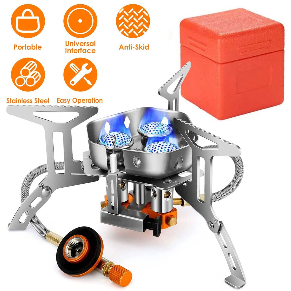 4000W Portable Camping Stove Foldable Powerful Gas Stove Backpacking Burner
