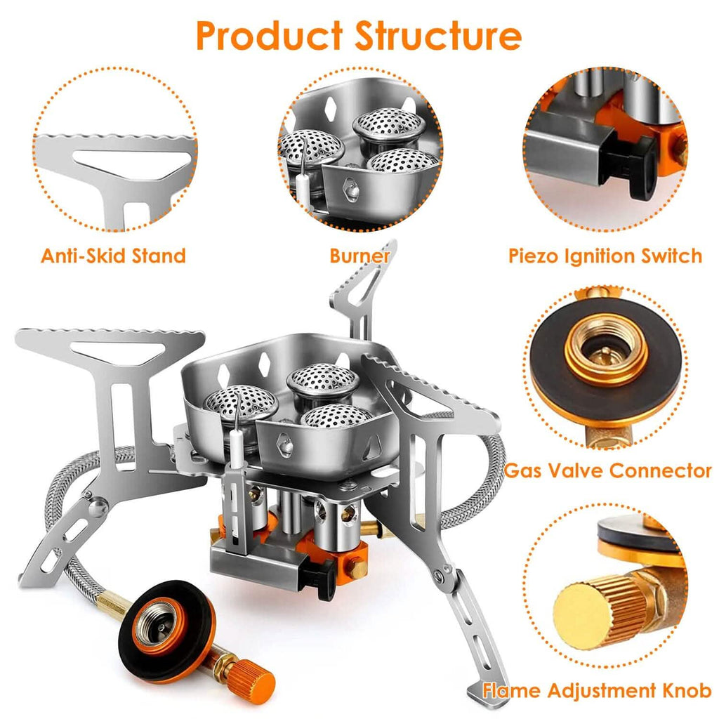 4000W Portable Camping Stove Foldable Powerful Gas Stove Backpacking Burner
