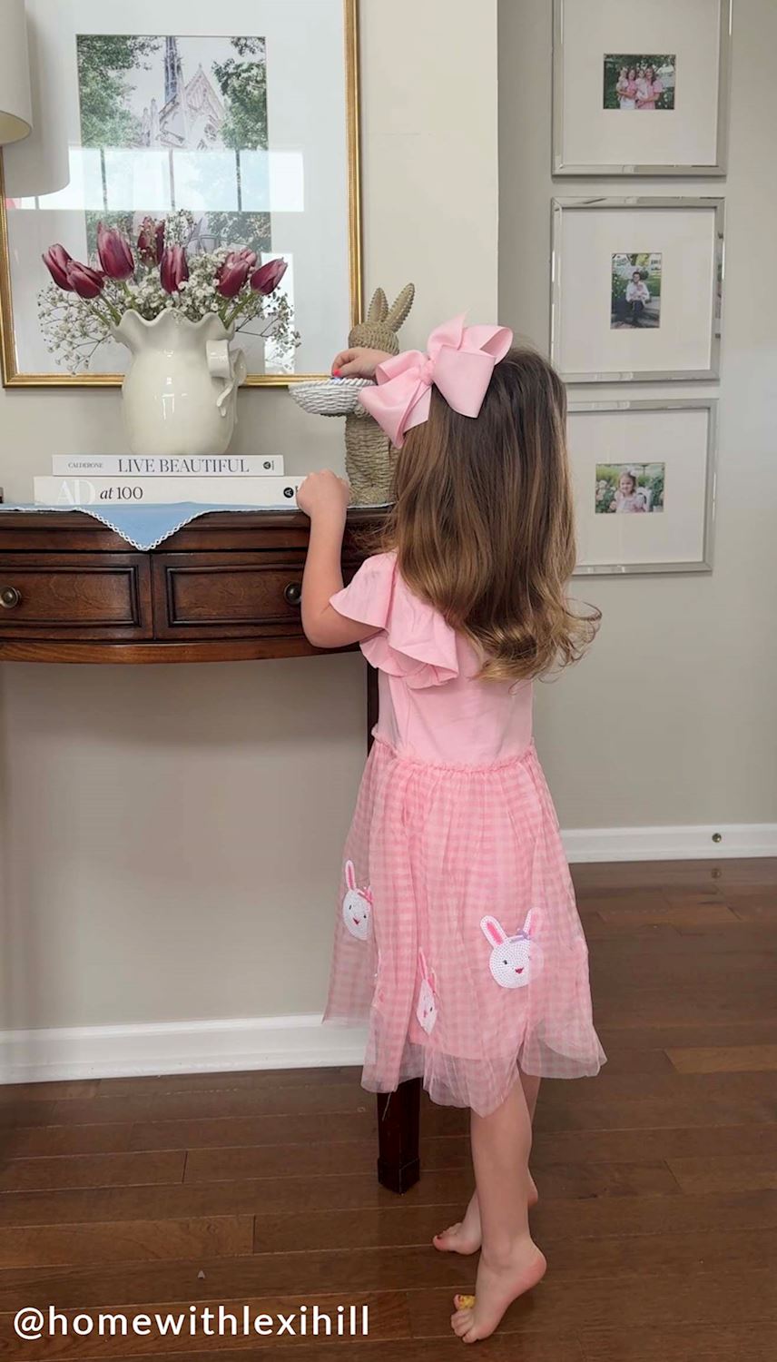 Woven Wicker Resin Bunny Sitter with Candy Dish