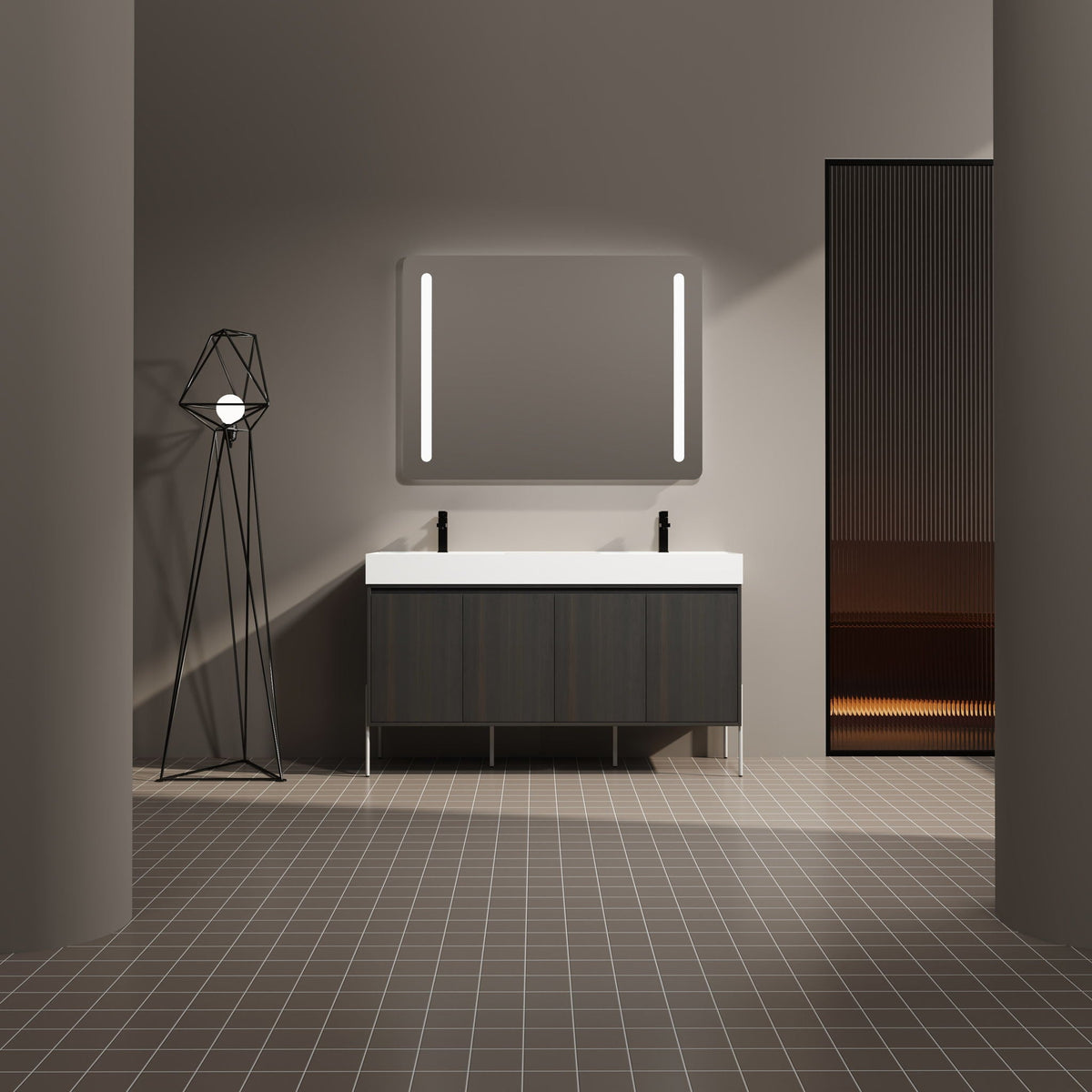 Freestanding Bathroom Vanity With Resin Sink And Storage Cabinet