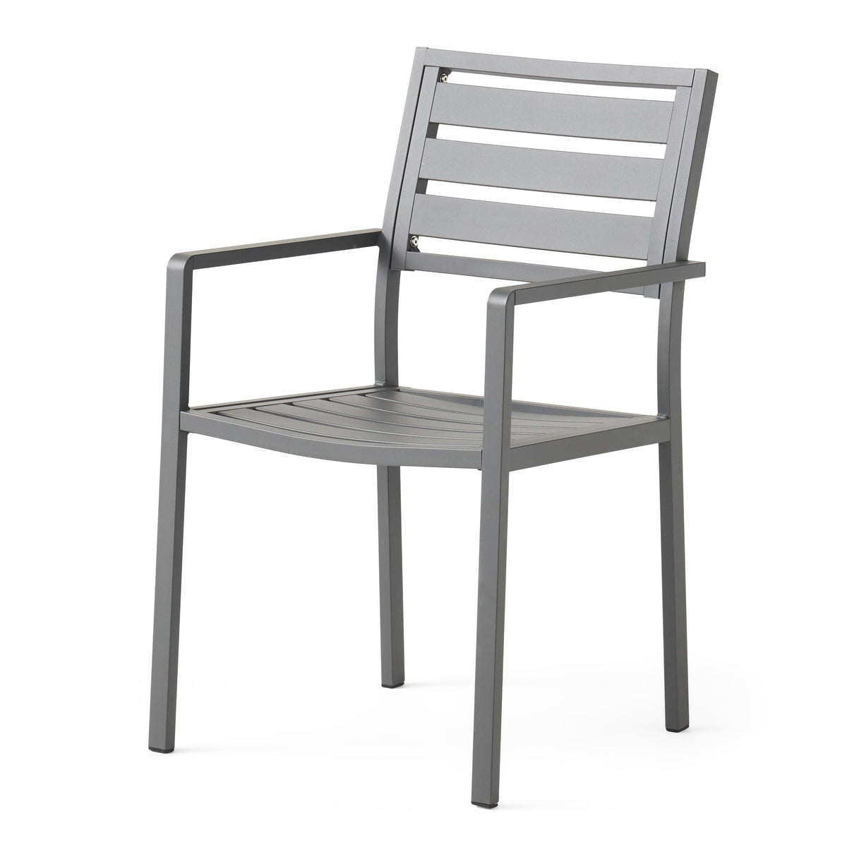 Outdoor Modern Aluminum Dining Chair (Set of 2), Gun Metal Gray