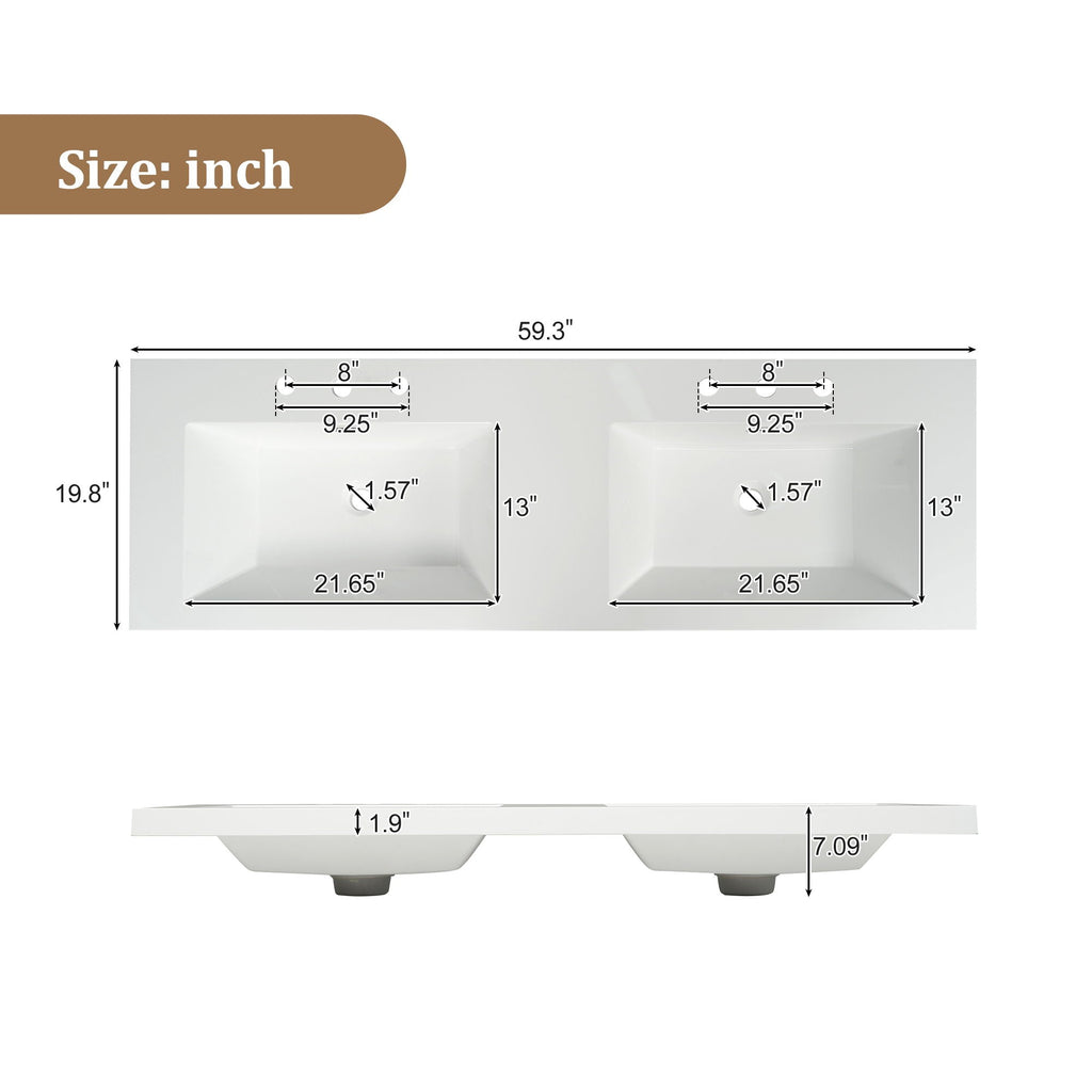 Bathroom Vanity With Double Sink, Soft Close Doors & Drawers Handles - Wood