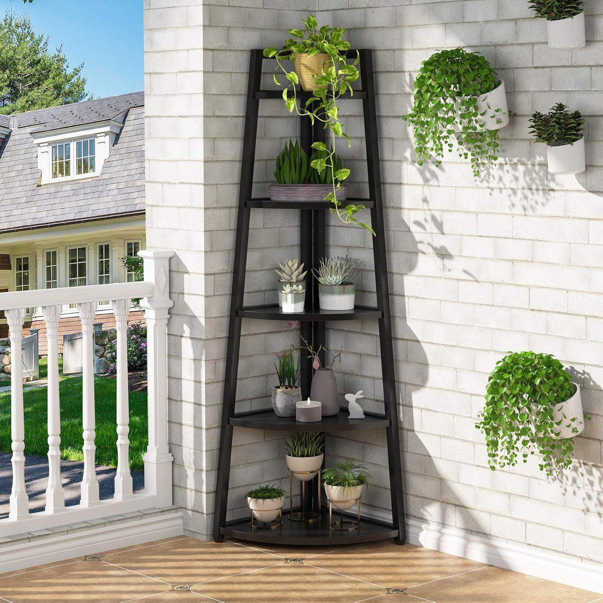 Tall 5 Tier Corner Bookshelf For Living Room