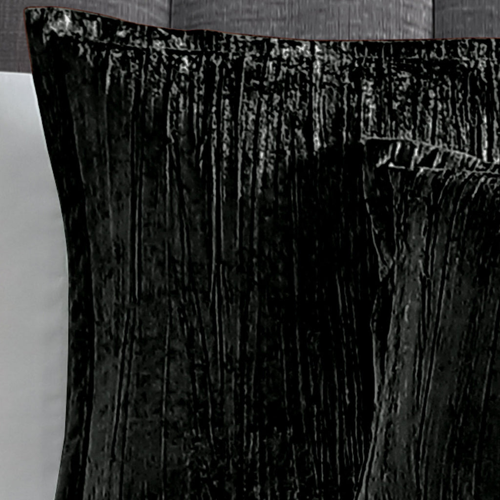 Turin 7 Piece Black Crinkle Velvet Comforter Set