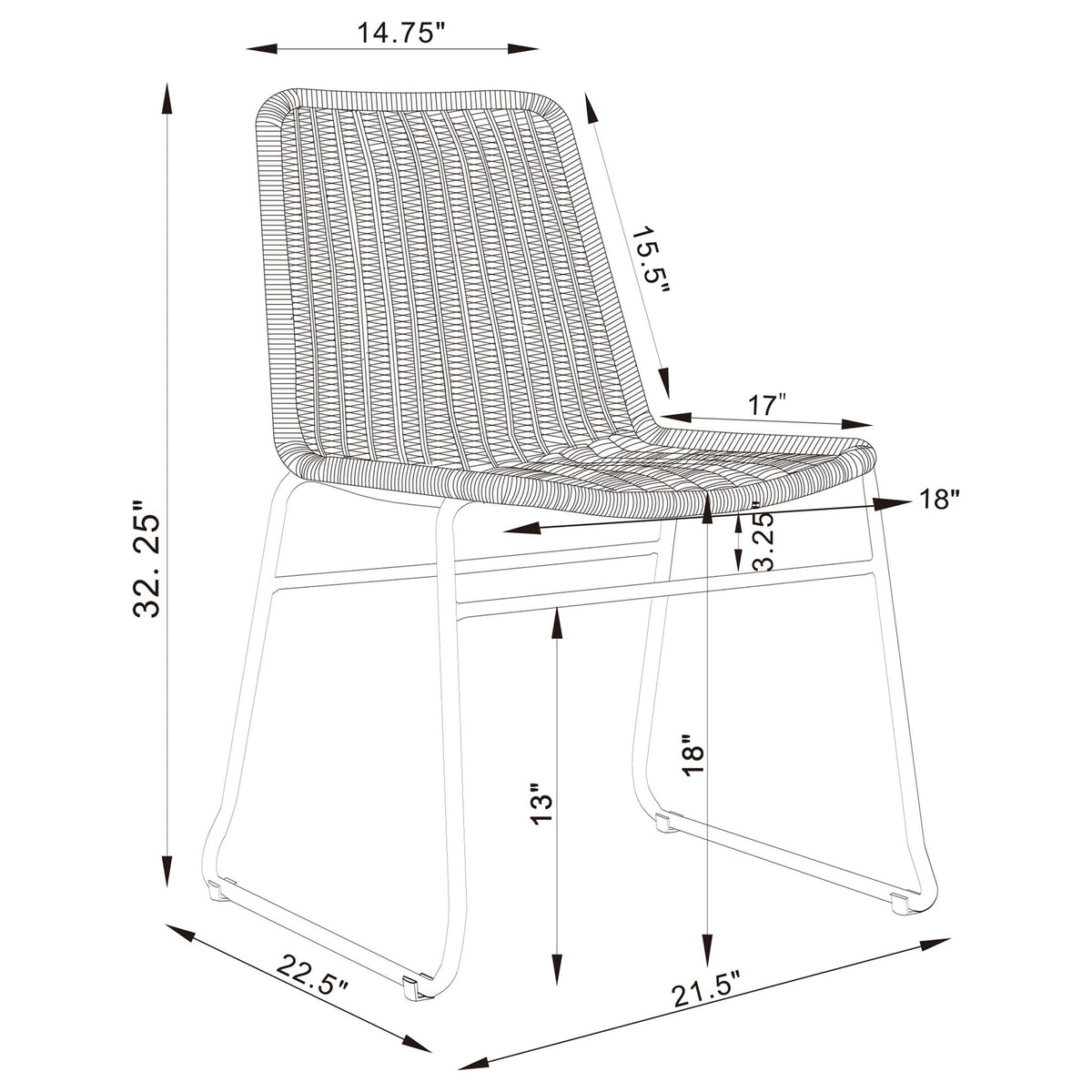 Dacy - Dining Side (Set of 2) And Sturdy Sled Base - Brown