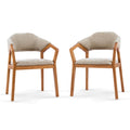 Indoor Upholstered Dining Chair Set of 2 - Oatmeal / Teak