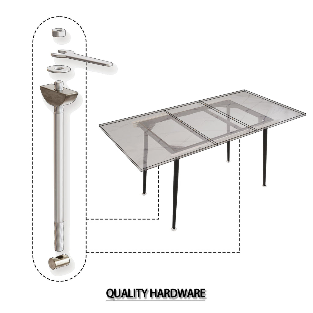 Modern Extendable Dining Table And Chair Set For 2 - 6 People