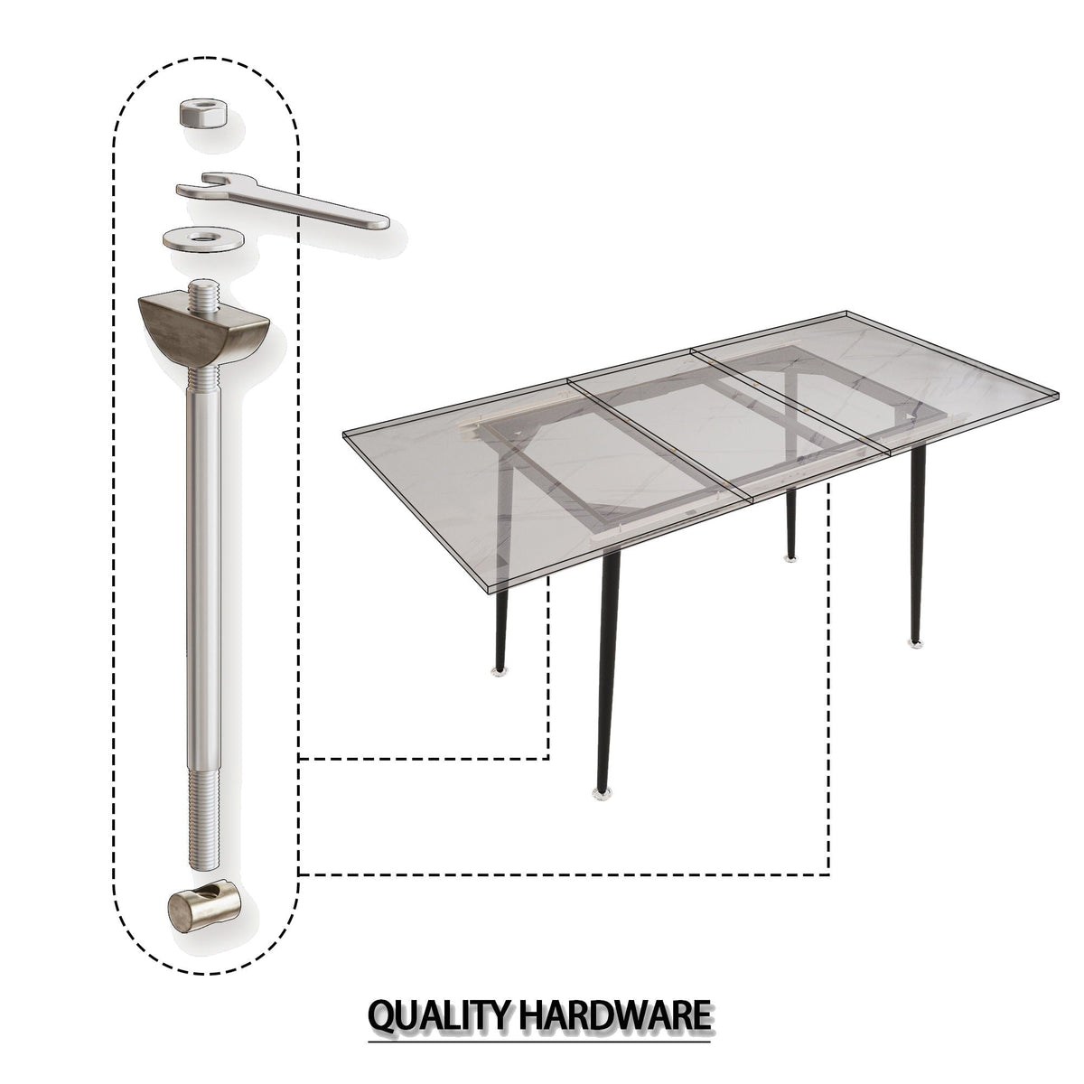 Modern Extendable Dining Table And Chair Set For 2 - 6 People
