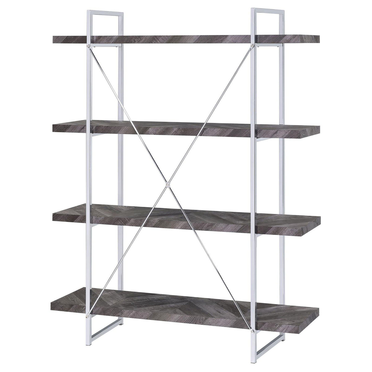 Herringbone - Bookcase With Full Length Shelf - Gray
