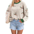 Womens Relaxed-fit Pullover Sweatshirt With An Animal Print