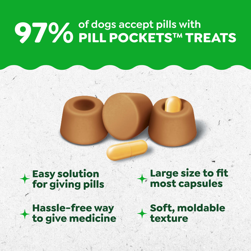 Pill Pockets for Dogs Chicken Flavor Large, Capsule Size Soft Dog Treats, 7.9 Oz, (30 Pk)