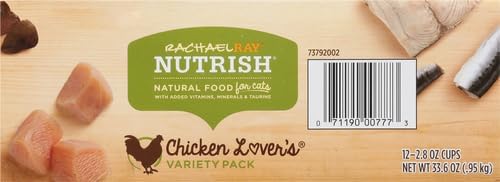 Rachael Ray Nutrish Premium Wet Cat Food, Chicken Lovers Variety Pack, Grain Free, 2.8 Oz. Tub, Pack Of 12
