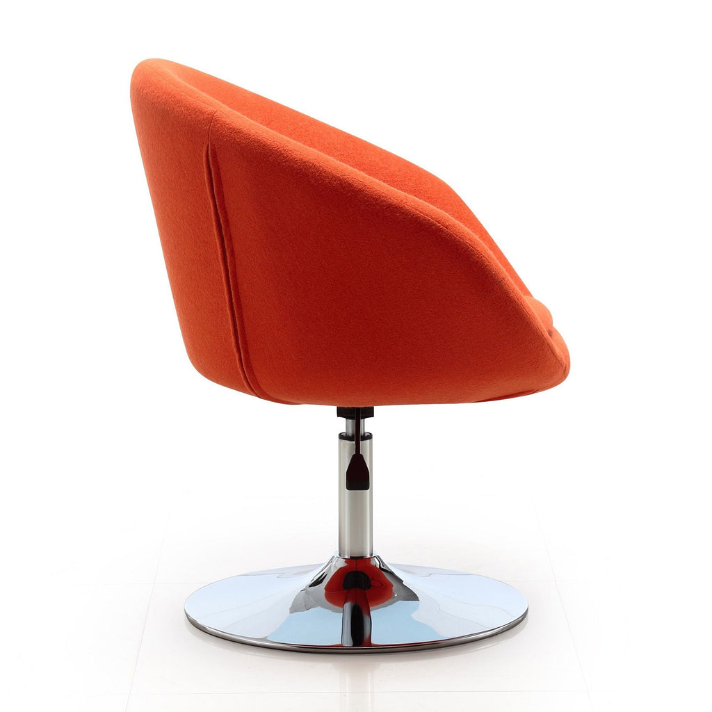 Upholstered Swivel Lounge Chair & Adjustable Height - Orange