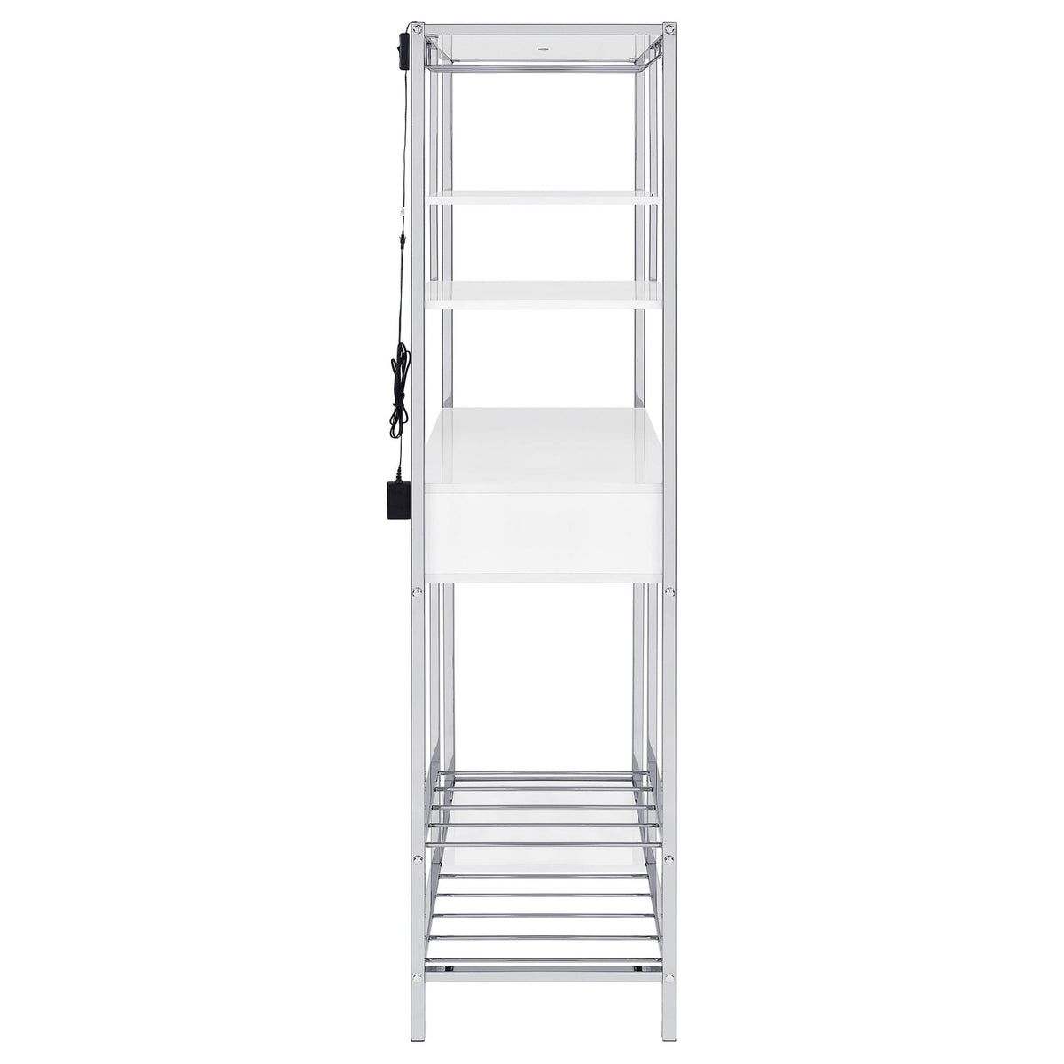 Draper - 5 Shelf LED Wine Cabinet With Pull Out Drawer - Gloss White