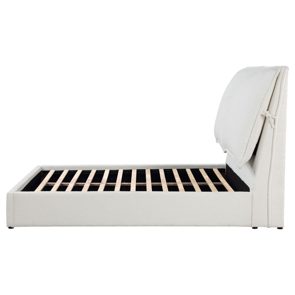 Corwyn - Queen Upholstered Panel Bed With Headboard Pillows - White