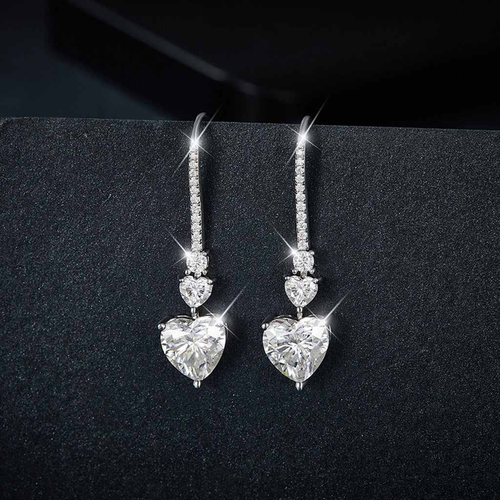 5.44 Carat 925 Sterling Silver Sparkala™ Heart Drop Earrings