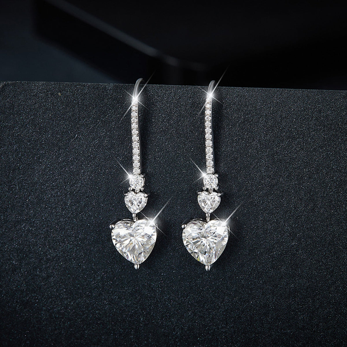 5.44 Carat 925 Sterling Silver Sparkala™ Heart Drop Earrings