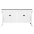 Refined Industrial 4 Door Credenza With Arc Legs & Clasps