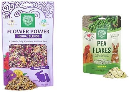 Small Pet Select - Flower Power Herbal Blend Treat for Rabbits and Guinea Pigs, 4.4oz & Pea Flakes, 1lb