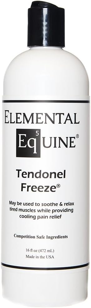 Elemental Equine Tendonel Freeze 16oz Liniment Rub for Horses - Soothe and Relax Tired Muscles While Providing Cooling Relief and Reduced Stiffness