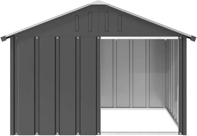 vidaXL Anthracite Dog House | Durable Galvanized Steel Construction | Outdoor Weather Resistant Roof | Open Entrance for Easy Access