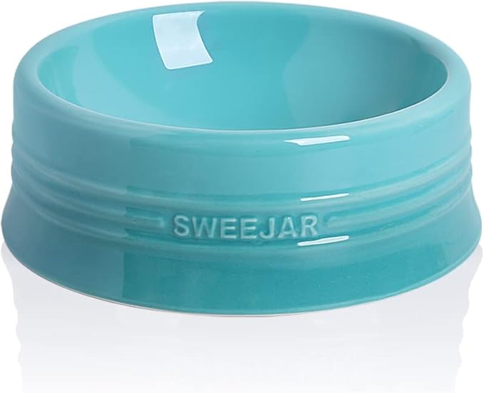 Sweejar Gradient Dog Bowl, Ceramic Dog Food Dish for Large Dogs and Large Cat, Porcelain Pet Bowl for Food and Water 32 oz (Gradient Blue)