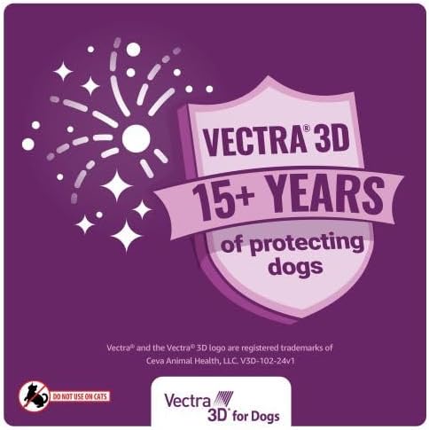 Vectra 3D for Dogs Flea, Tick & Mosquito Treatment & Prevention for Small Dogs (11 – 20 lbs) , 3 month supply