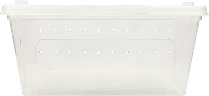 Happy Habitat - Ventilated Enclosure & Breeder Box - for Live Feeder Insects, Reptiles, Amphibians & Other Small Pets - Durable Plastic Portable Terrarium (Medium)