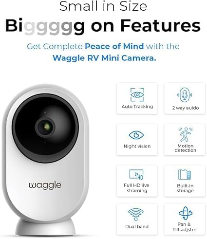 Waggle Dog Temperature Monitor & Pet Camera Bundle for RVs - Portable WiFi Cam (128GB) with Motion Alert & Remote Access | Watch Pets While Travelling