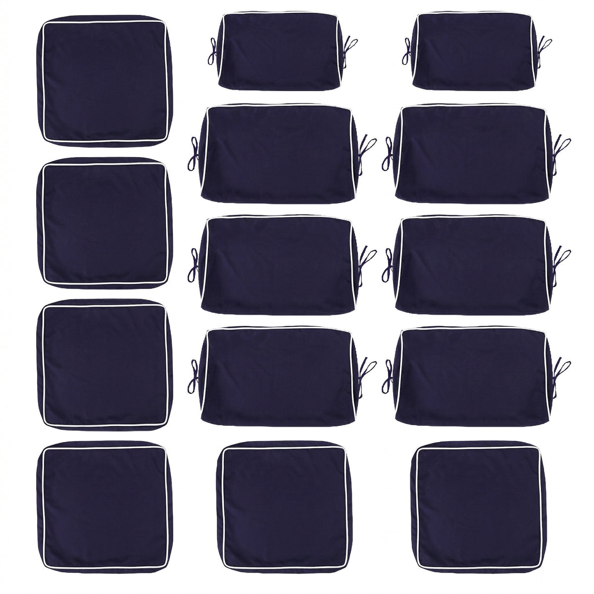 Cushion Covers for 7-Piece (6-Seaters) Wicker Rattan Sectional Sofa - Navy Blue