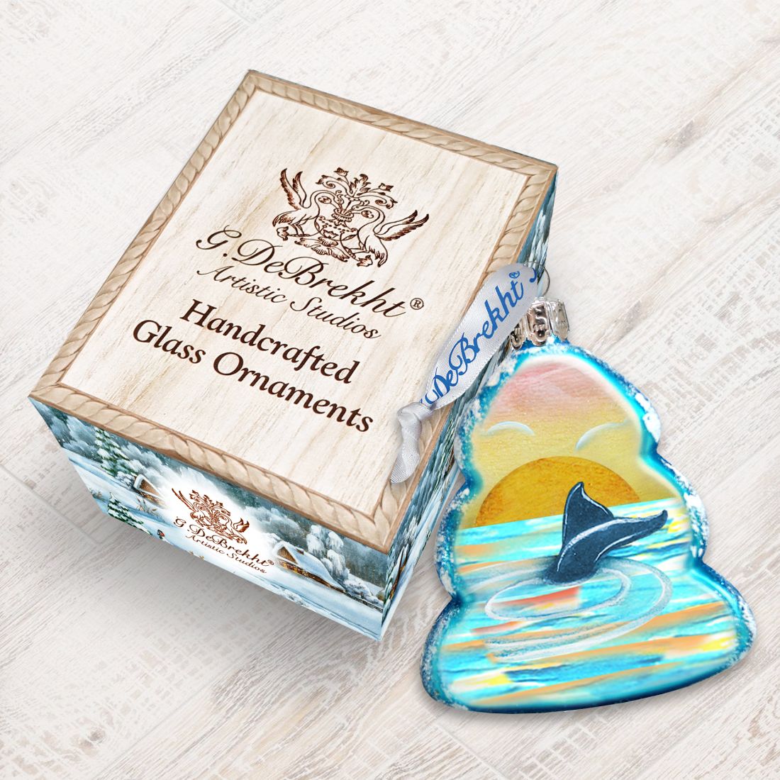 Whale Tail Mercury Glass Ornament by G. DeBrekht - Coastal Holiday Decor - 776276