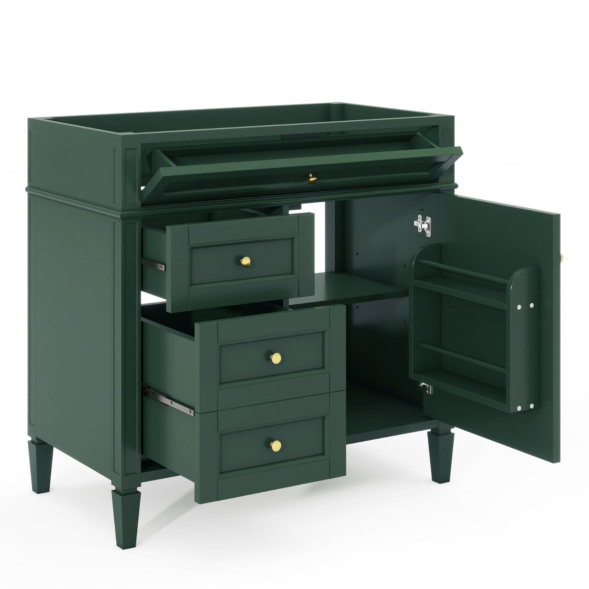 Bathroom Vanity With 2 Drawers And Tip-Out Drawer, Storage Cabinet
