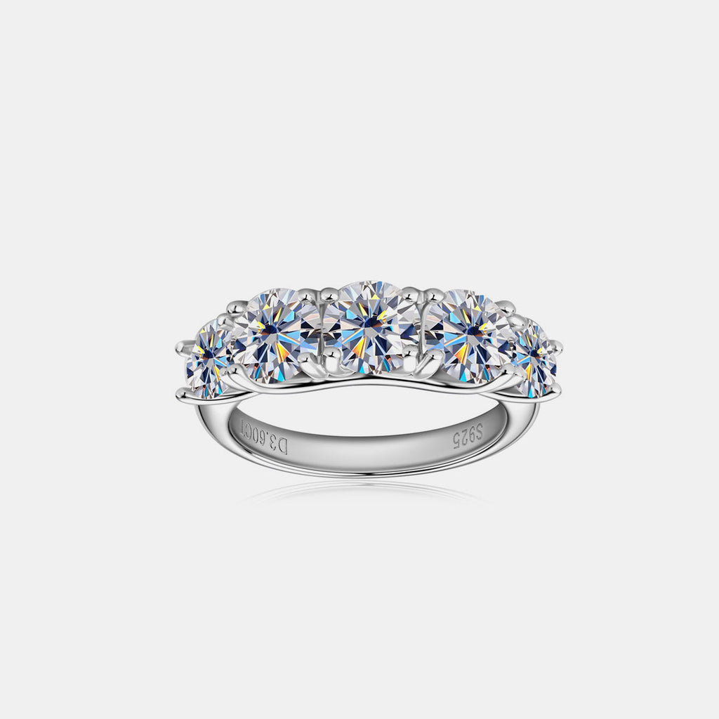 3.6 Carat 5 Stone Brilliant Round Cut Sparkala™ Pure Sterling Silver 5 Stone Ring