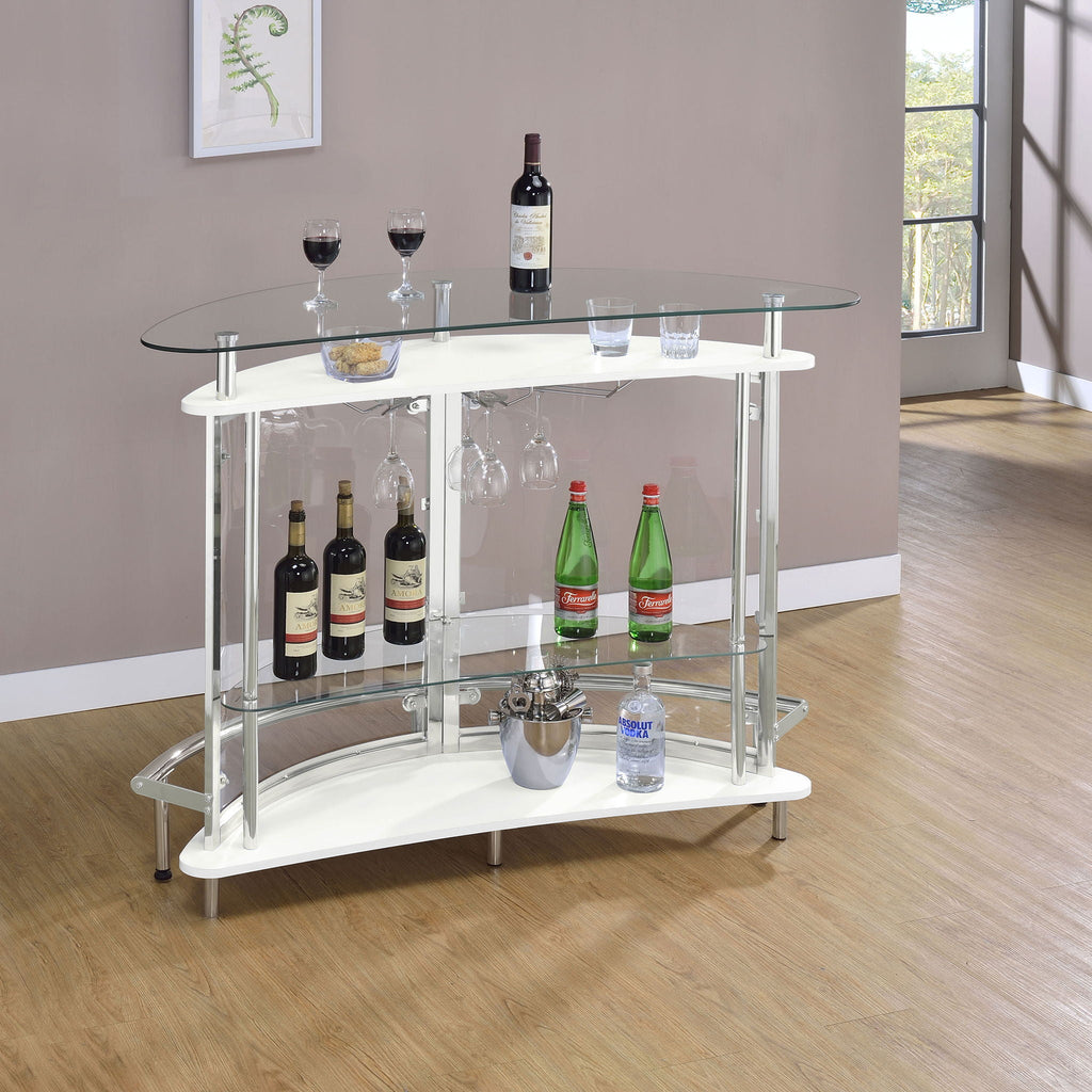 Strick - Freestanding Glass Top Home Bar Wine Cabinet - White