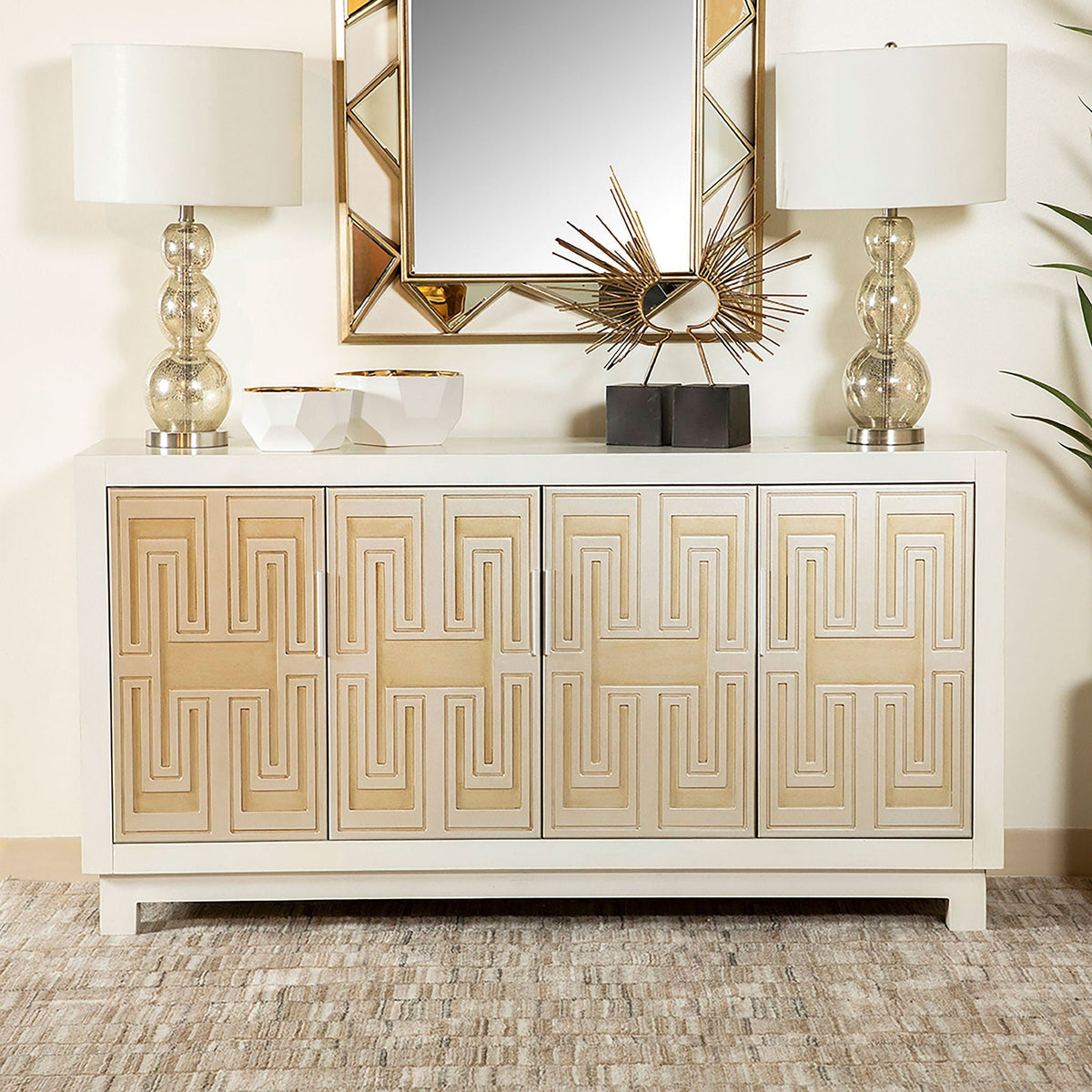 Wanda - Rectangular 4 Door Accent Cabinet - White