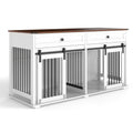 Large Dog Crate, Water Resistant Indoor Pets Furniture Double Dog Crates - Brown White