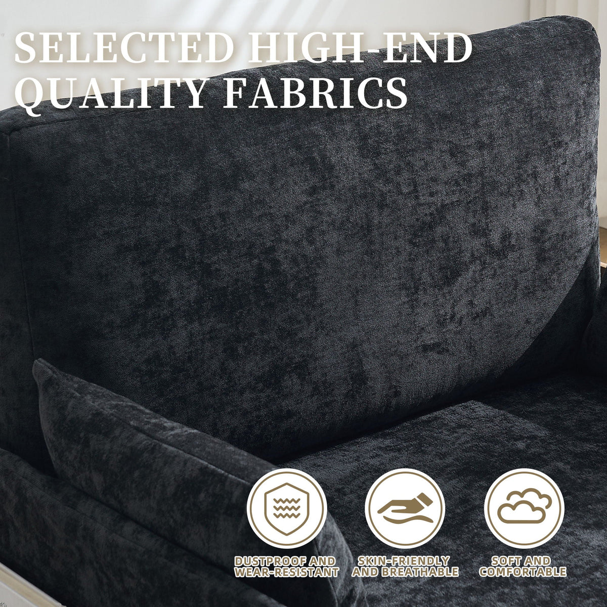 Mid Century Modern Foldable Sofa Bed, 3 In 1 Convertible Sleeper With 3 Pillows
