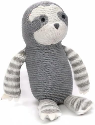 100% Organic Cotton Baby Toys 7.1" Sloth Stuffed Animal for Newborn (Grey)