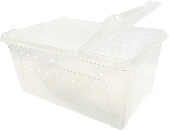 Happy Habitat (Medium - 2 Pack)- Ventilated Enclosure & Breeder Box - for Live Feeder Insects, Reptiles, Amphibians & Other Small Pets - Durable Plastic Portable Terrarium