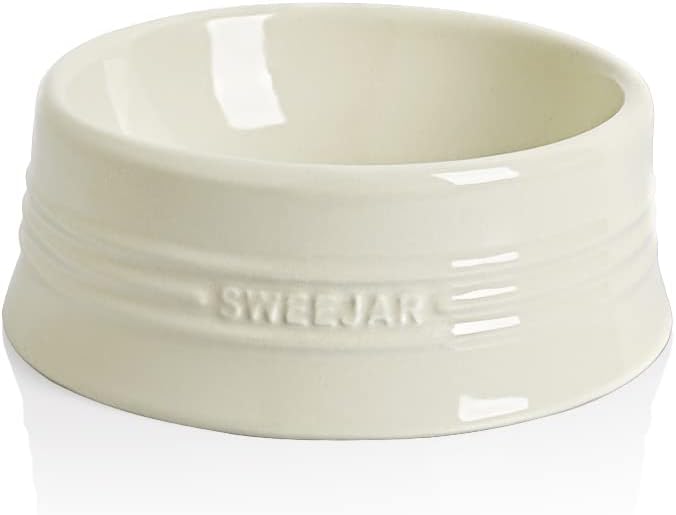 Sweejar Gradient Dog Bowl, Ceramic Dog Food Dish for Medium Dogs and Cat, Porcelain Pet Bowl for Food and Water 18 oz (Beige)