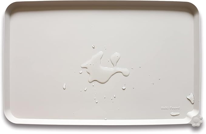 Hoki Found Large Silicone Non Slip Pet Feeding Mats - Waterproof Dog Cat Food Mats - Cream Brown