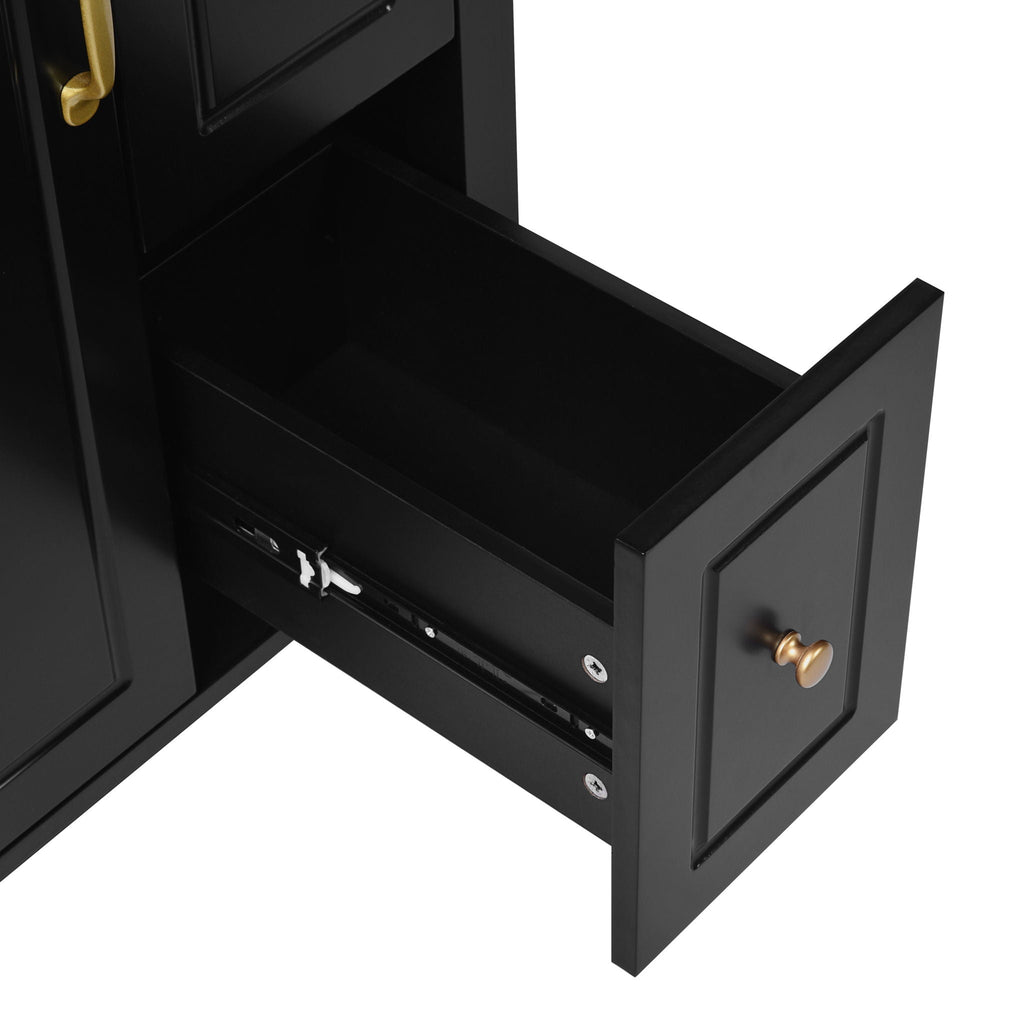 Elegant Bathroom Vanity With Ceramic Sink, Soft Close Doors And Drawers, Double Storage Racks