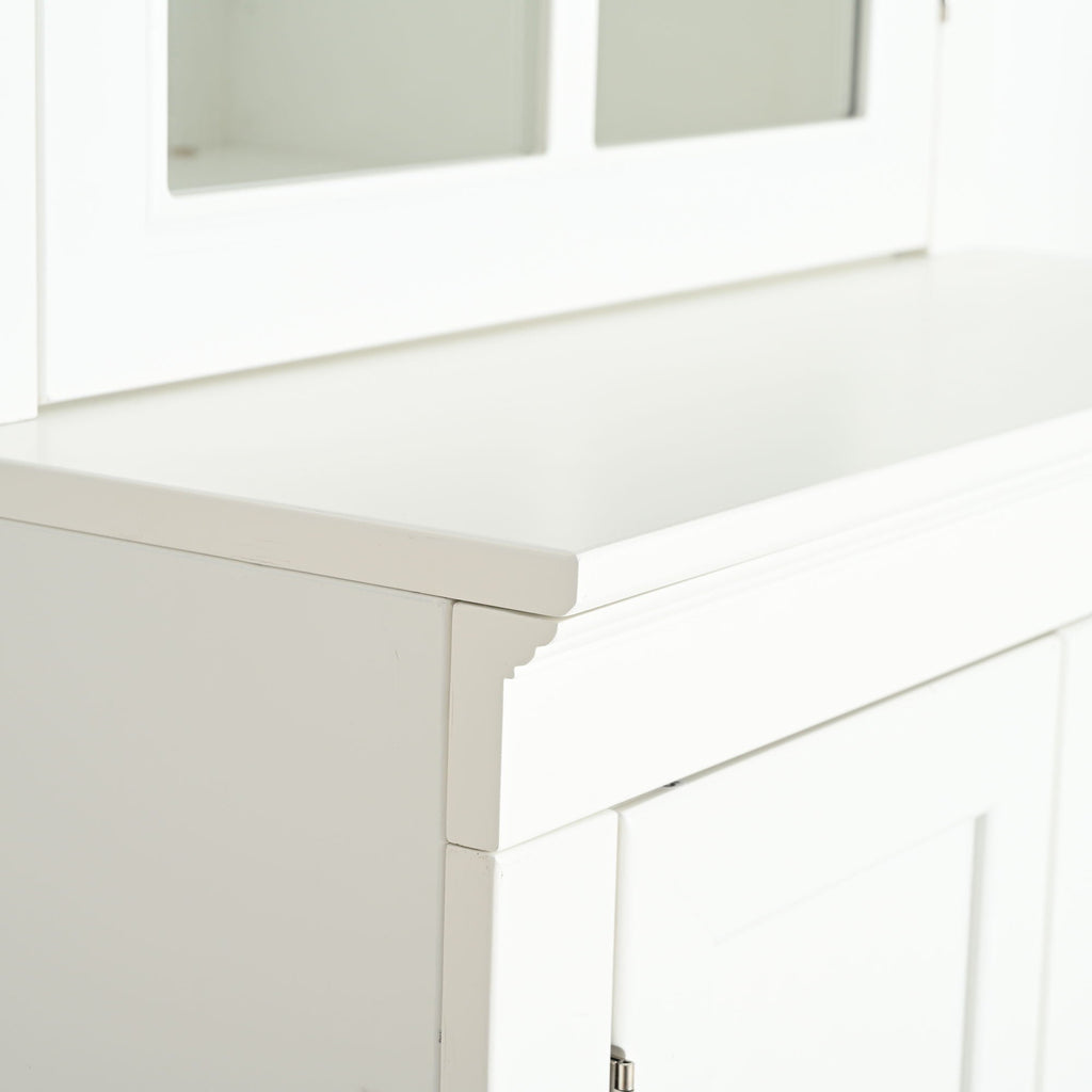 Retro Style Hutch Cabinet With Glass Door, China Cabinet For Home